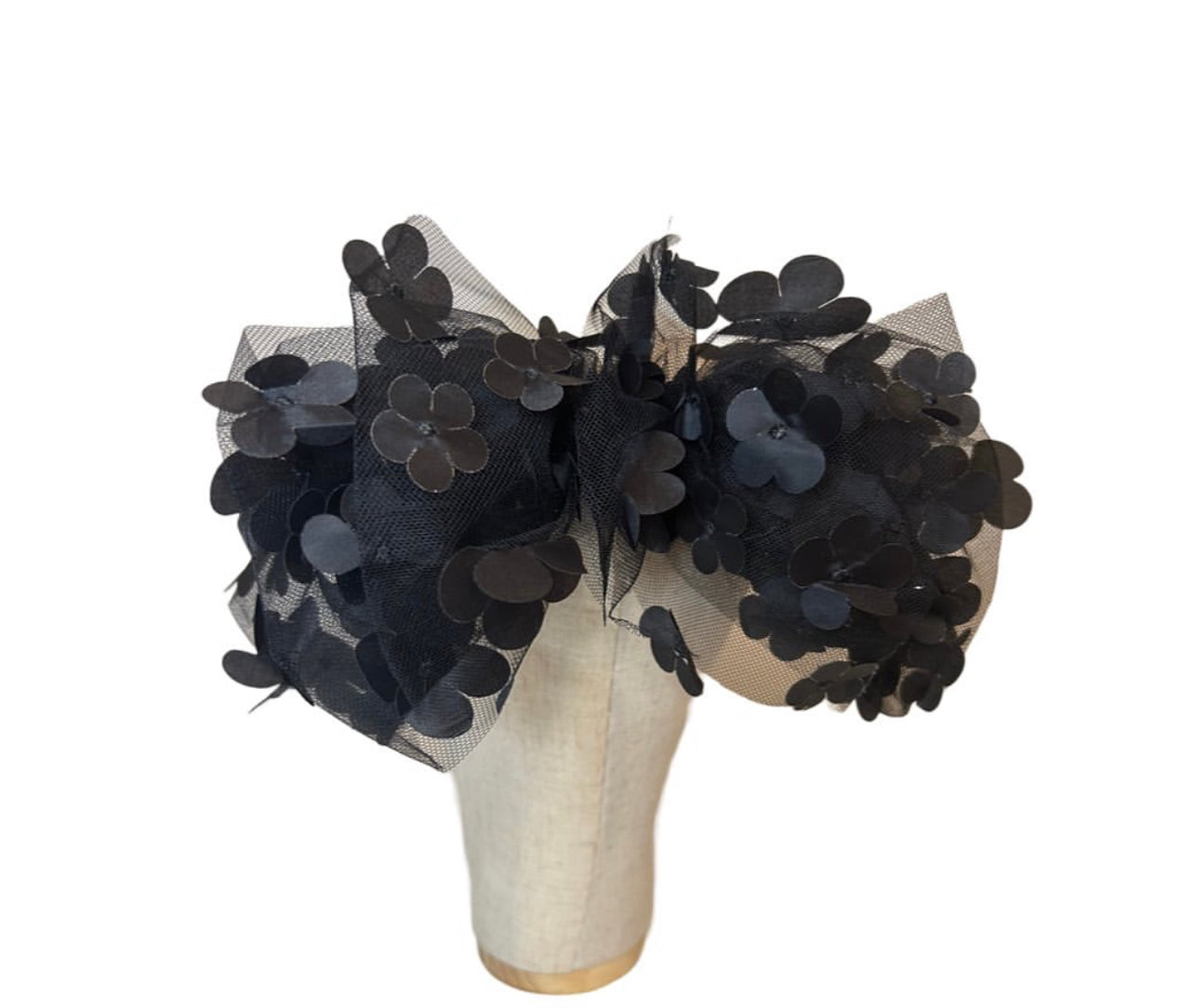Black Floral Bow
