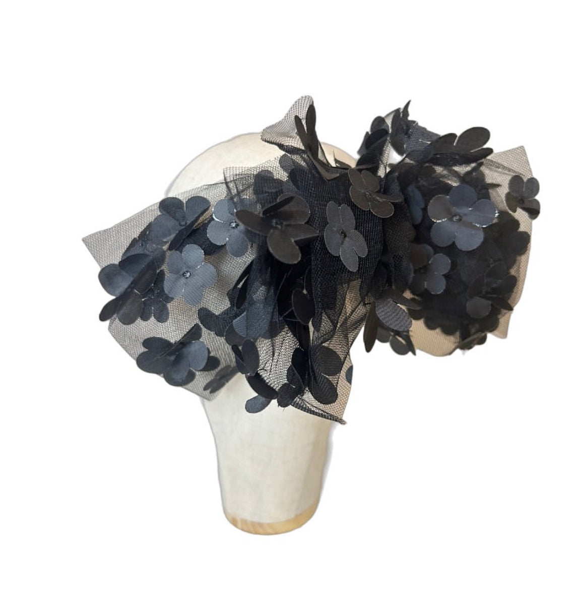 Black Floral Bow