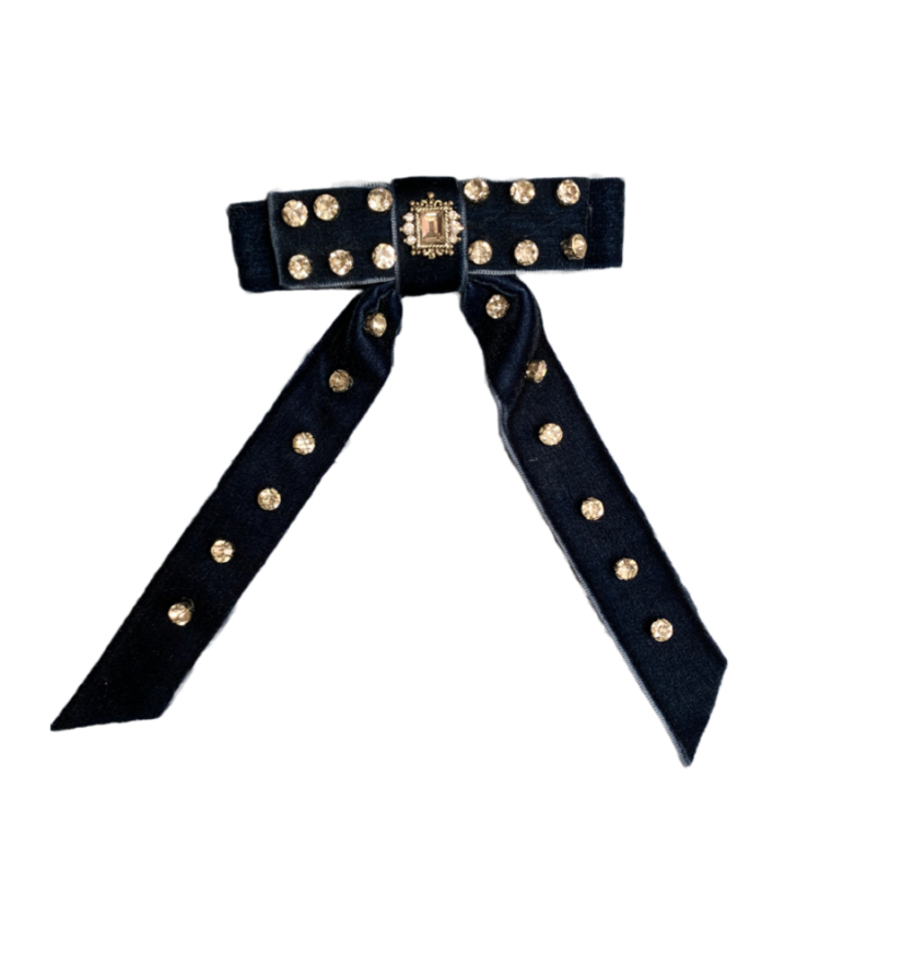 Navy Blue Diamond Bow
