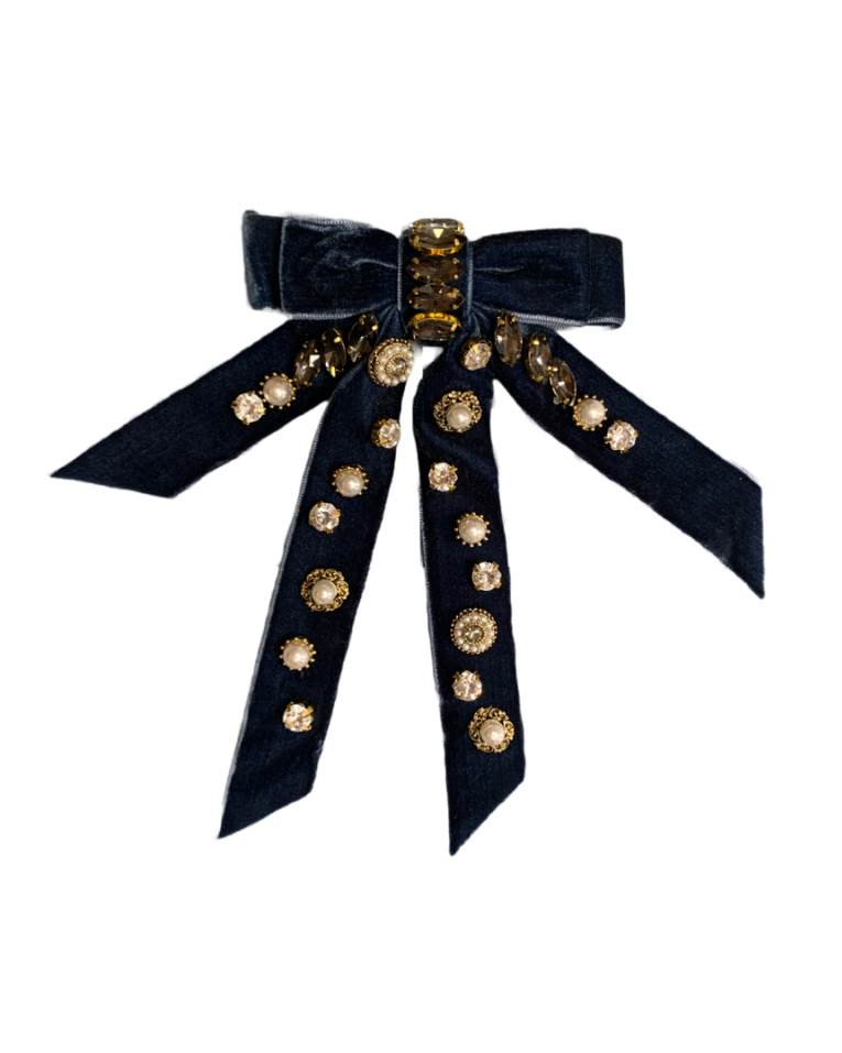 Embellished Navy Bow
