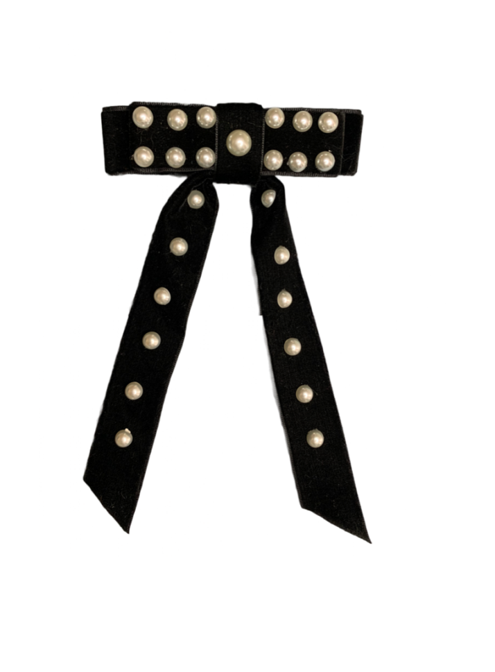 Black Velvet Pearl Bow
