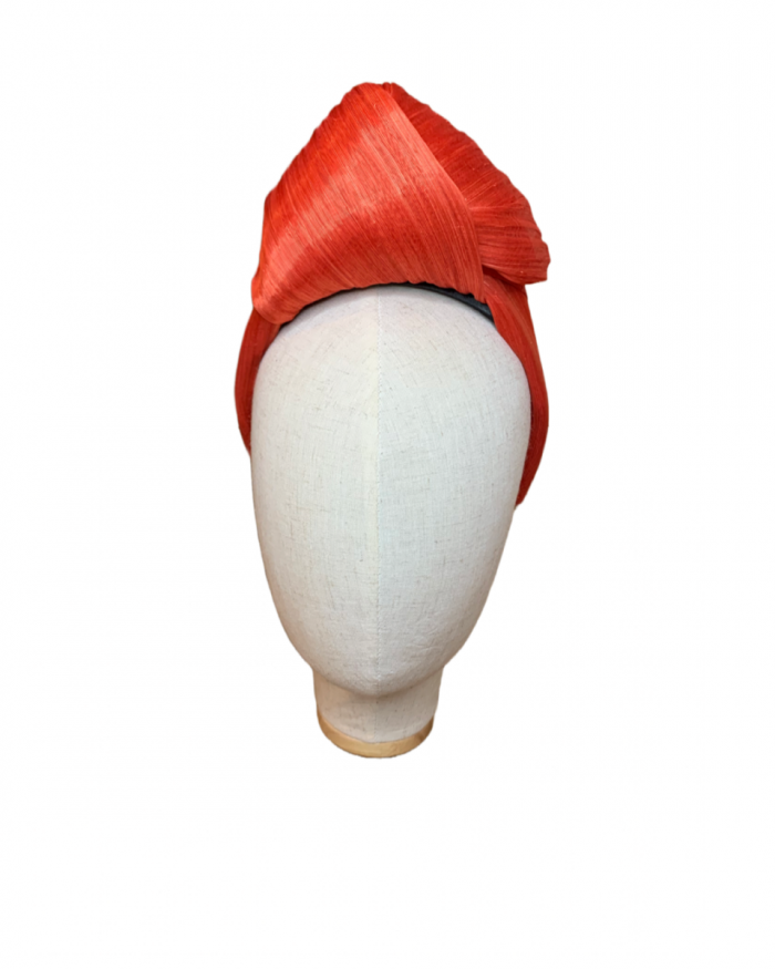 Orange Knotted Silk Abaca Headband