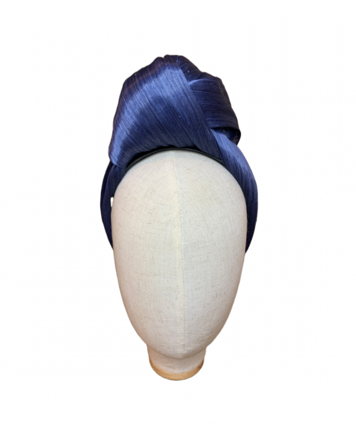 Navy Knotted Silk Abaca Headband